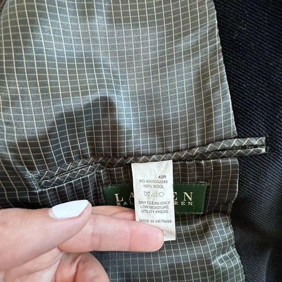 Lauren Ralph Lauren Black Classic 100% Wool Velvety Sport Blazer Coat 42R 1475 - Picture 7 of 14